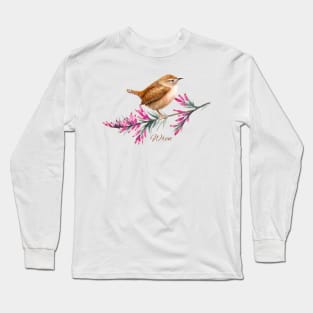 Cute little Wren Watercolour Long Sleeve T-Shirt